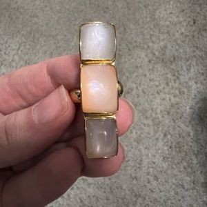Moonstone, pink moonstone, & chocolate moonstone crawler ring